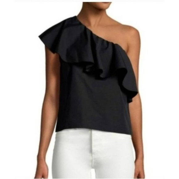 ALICE + OLIVIA BLACK ONE SHOULDER TOP S - Picture 1 of 3